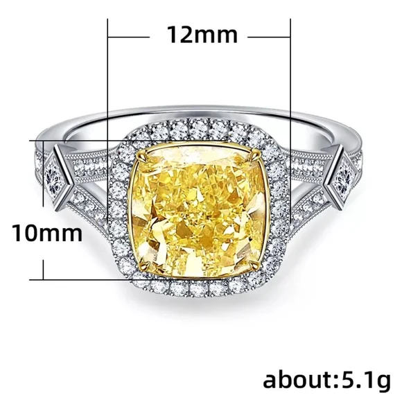 Luxury Designer Yellow Square Cut Diamond Ring - Picture 6 of 6